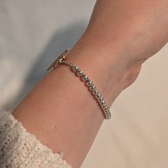 Tiffany & Co. Toggle Bead Bracelet 4mm Sterling Silver, Size Small 6.75 - Picture 4 of 8